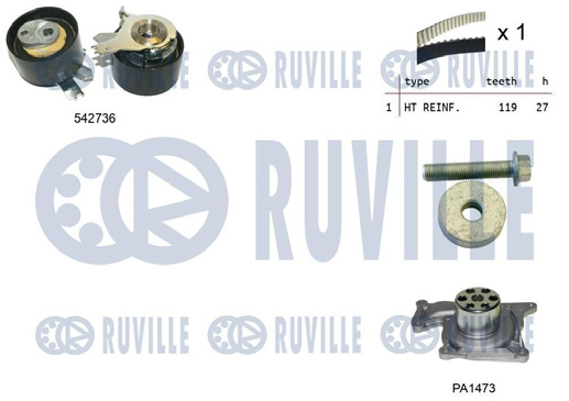 Pompe à Eau + Kit de Courroie Crantée - 1.5 DCI 2012>