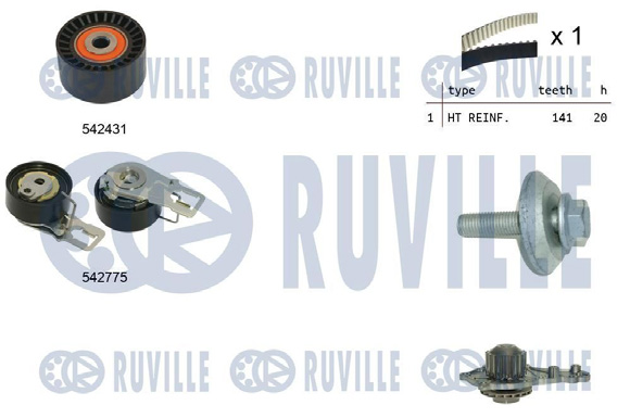 Pompe à Eau + Kit de Courroie Crantée - PSA 1.6 HDI/Bluehdi 2014>